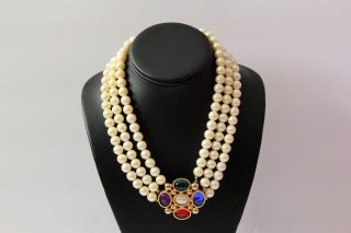 REGAL MOGHUL SIGNED CORO GRIPOIX JEWELS OF INDIA FAUX PEARL COLLAR NECKLACE ND6 7