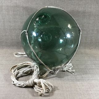 Large 34” Hand Blown Green Glass Japanese Fishing Buoy Float