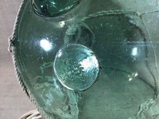 Large 34” Hand Blown Green Glass Japanese Fishing Buoy Float 3
