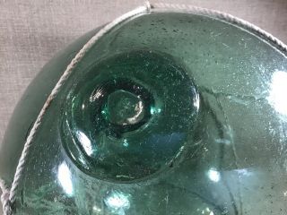 Large 34” Hand Blown Green Glass Japanese Fishing Buoy Float 4