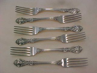 6 1936 Gorham King Edward Sterling Silver 7 - 1/8 " Luncheon Forks No Monogram