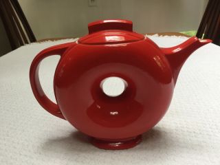 Vintage Hall Red Doughnut Teapot Flawless