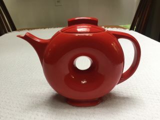 Vintage Hall Red Doughnut Teapot Flawless 2
