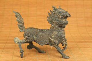 Big Chinese Old Bronze Hand Casting Kirin Statue Figure Netsuke Collectable