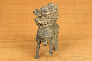 Big chinese old bronze hand casting Kirin statue figure netsuke collectable 3