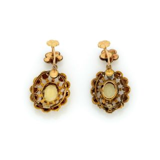 Antique Vintage Nouveau 18k 22k Yellow Gold Etruscan Citrine Wedding Earrings 3