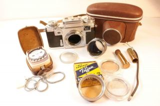 Vintage Contax Iiia Rangefinder W/sonnar 50mm 1:1.  5 Lens,  Accessories No Resv