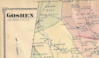 1874 Goshen,  Ct. ,  Map,  This Is A Detailed Vintage Map,  Not A Reprint