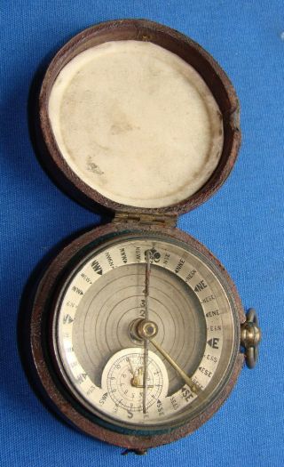 Vintage Pocket Compass In Case With Various Instruments