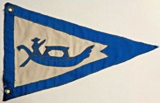 Vintage Ship Boat Sail Hand Made Cloth Pennant Flag Gondola Blue White Water Art