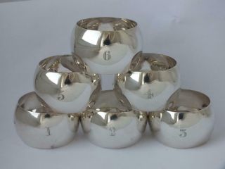 Set Of 6 Antique Solid Sterling Silver Napkin Rings 1908/ H 2.  2 Cm/ 118 G