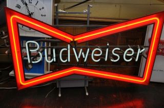 Vintage Budweiser Bowtie Beer Neon Sign