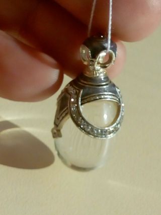 Imperial Russian Silver sterling egg pendant Faberge design rhinestone Natural 4