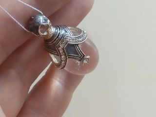 Imperial Russian Silver sterling egg pendant Faberge design rhinestone Natural 8