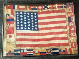 Antique Dec 26 1875 39 Star International United States Centennial Flag Rare
