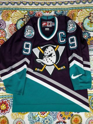 Nike Air Paul Kariya Anaheim Mighty Ducks Vintage 90s Hockey Jersey 44 M Nhl Vtg