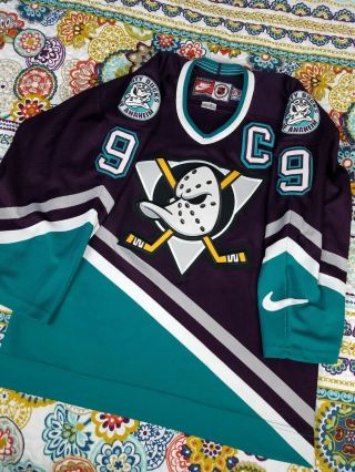 Nike Air Paul Kariya Anaheim Mighty Ducks Vintage 90s Hockey Jersey 44 M NHL VTG 2