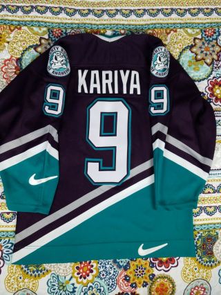 Nike Air Paul Kariya Anaheim Mighty Ducks Vintage 90s Hockey Jersey 44 M NHL VTG 6