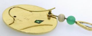 RIT vintage heavy 18K gold 6.  26CTW diamond tourmaline emerald disc hook earrings 6