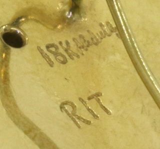 RIT vintage heavy 18K gold 6.  26CTW diamond tourmaline emerald disc hook earrings 8