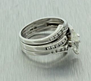 Vintage Estate 14k Solid White Gold 1.  00ctw Marquise Cut Diamond Engagement Ring 2