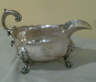 Silver Footed Gravy Boat With Lion Head & Feet Fuimus Logo (lot6912)
