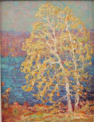 Antique WALTER SARGENT American Impressionist Tree Landscape Oil Painting NR 3