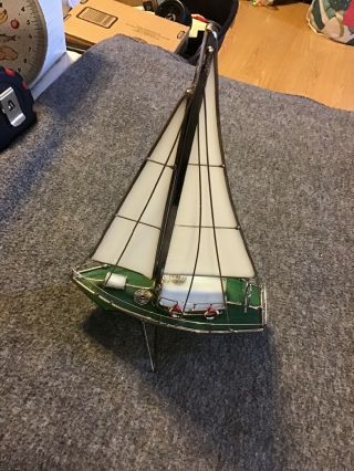 Decorative Metal Stained Glass Sailboat - 10 1/8” Tall