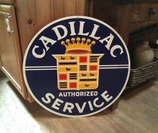 25 1/2 " Large Vintage Cadillac Authorized Steel Service Station Advertising Sign