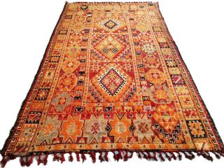 Vintage Moroccan Handmade Beni Ourain Rug Handknotted Rug Boujad Azilal Carpet