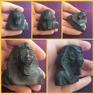 Rare Ancient Egyptian Luxor Pharaoh Head Amulet,  300 Bc