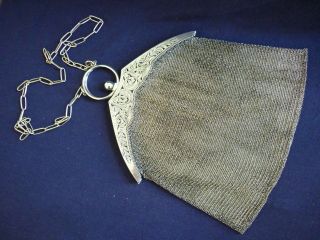 Antique French Solid Silver Evening Purse With Dragon Decoration