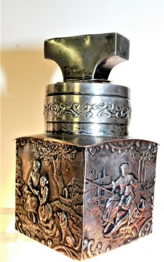 Antique Bottle Rare London Scrap Stirling Silver Case Cologne Old Bottle 1890 