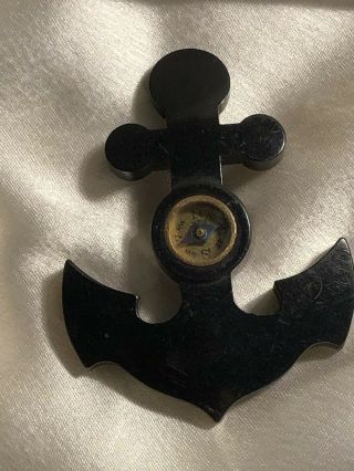Vintage Bakelite Black Anchor Compass 2.  5 " Lg Sewing Button Nautical Boat Ship
