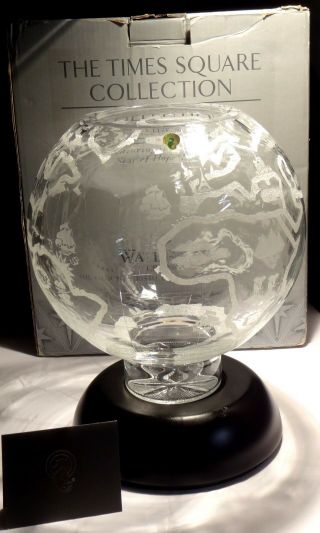 Rare Waterford 7 Continents Times Square Millennium World Globe Centerpiece