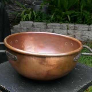 Vintage 19x9 " Copper Pot Cauldron Candy Kettle,  Dovetailed,  Hammered