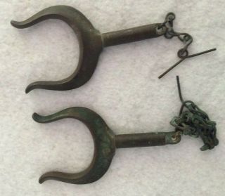 Vintage Brass Oar Locks With Chain Tethers