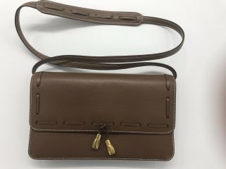 Hermes Vintage 1994 2 - Way Brown Clutch Shoulder Handbag In