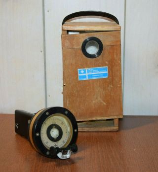 Vintage Saura Hb - 65b Gold Special Hand Bearing Compass W/ Oak Case Tokyo Japan