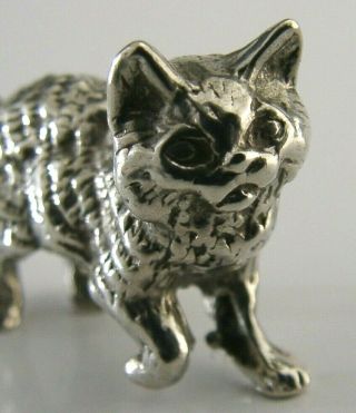 Pretty English Solid Sterling Silver Miniature Cat Or Kitten Figure 1977