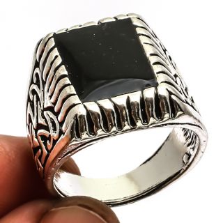 Black Onyx Ring 925 Sterling Silver Jewelry Ethnic Jewelry Sz11