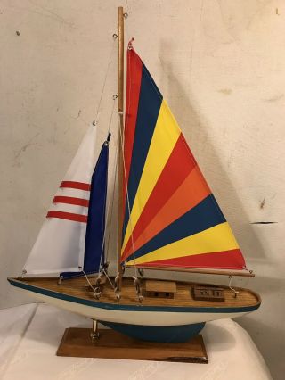 Vintage Model Ship 16 " X21 " X4”sail Boat Solid Wood.  12pics4size&details.  Make Offer