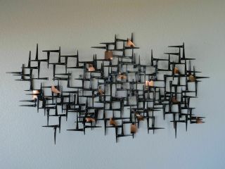 Rare Corey Ellis Art Mcm Abstract Brutalist Copper Metal Wall Sculpture C Jere