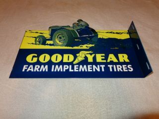 Vintage Goodyear Farm Implement Tires 18 " X13 " 2 Sided Metal Gas Oil Flange Sign