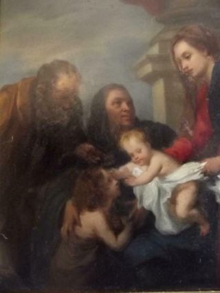 Antique Baroque OLD MASTER Oil Painting THE HOLY FAMILY WITH ATTENDANT SAINTS 5