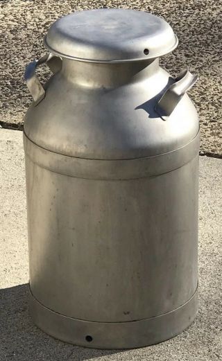 Vintage Milk Can Stainless Steel 10 Gallon With Lid - Euc