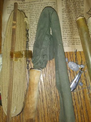 WWII US Army Survival Fishing Kit Bag with Gear WW2 2