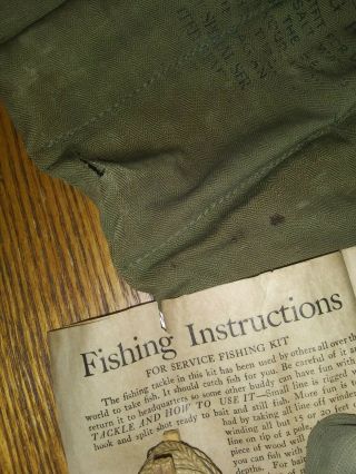 WWII US Army Survival Fishing Kit Bag with Gear WW2 6