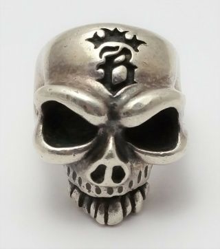 Rare Bill Wall Leather Master Half Skull Ring 20th Anniversary Size 9 Sterling