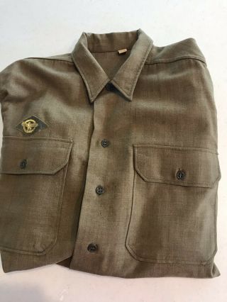 Wwii U.  S.  Army Wool Shirt Mustard Ww2 Infantry Combat Dated Blouse